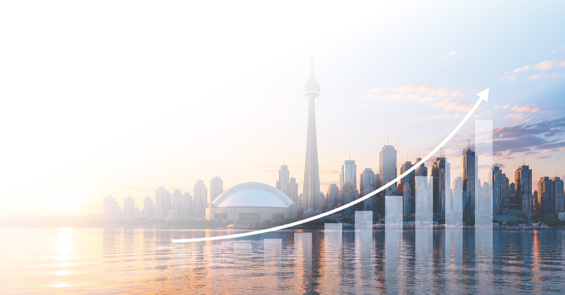 Toronto skyline with growth chart representing SEO Toronto results